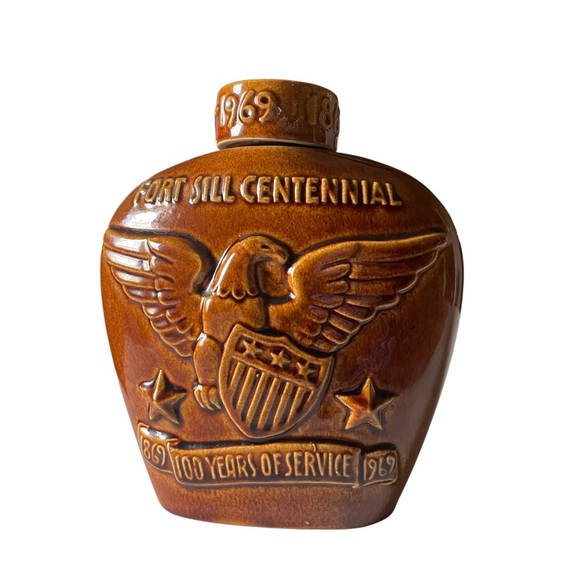 JW Dant Other - Vintage 1869-1969 JW Dant Ceramic Whiskey Decanter  Fort Sill Centennial Eagle